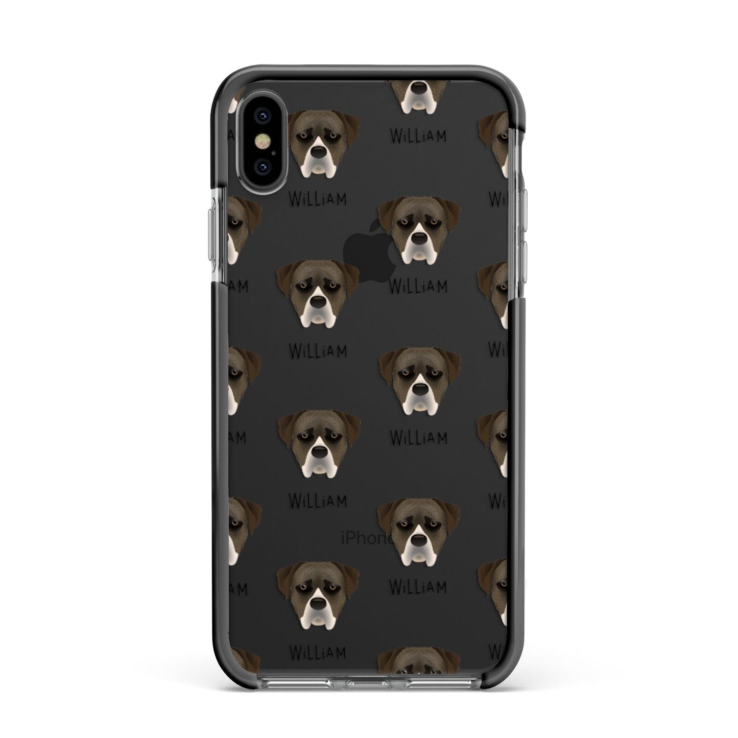 Boerboel Icon with Name Apple iPhone Xs Max Impact Case Black Edge on Black Phone
