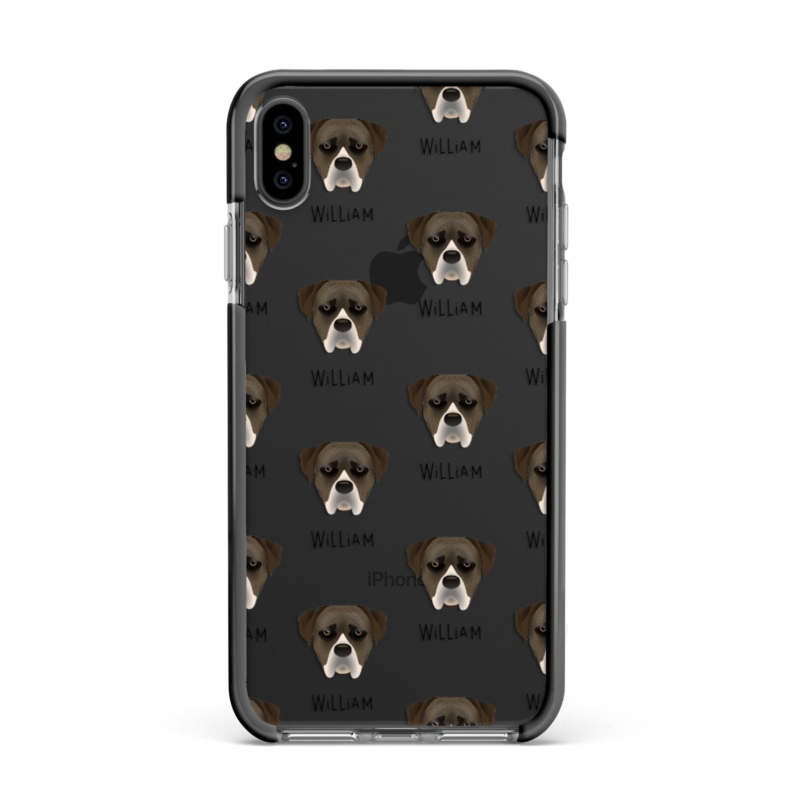 Boerboel Icon with Name Apple iPhone Xs Max Impact Case Black Edge on Black Phone