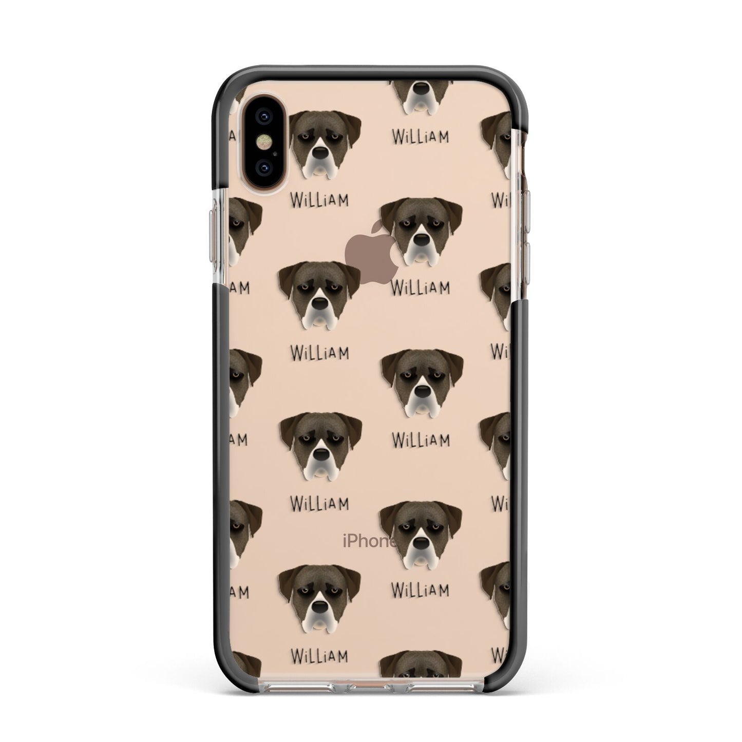 Boerboel Icon with Name Apple iPhone Xs Max Impact Case Black Edge on Gold Phone