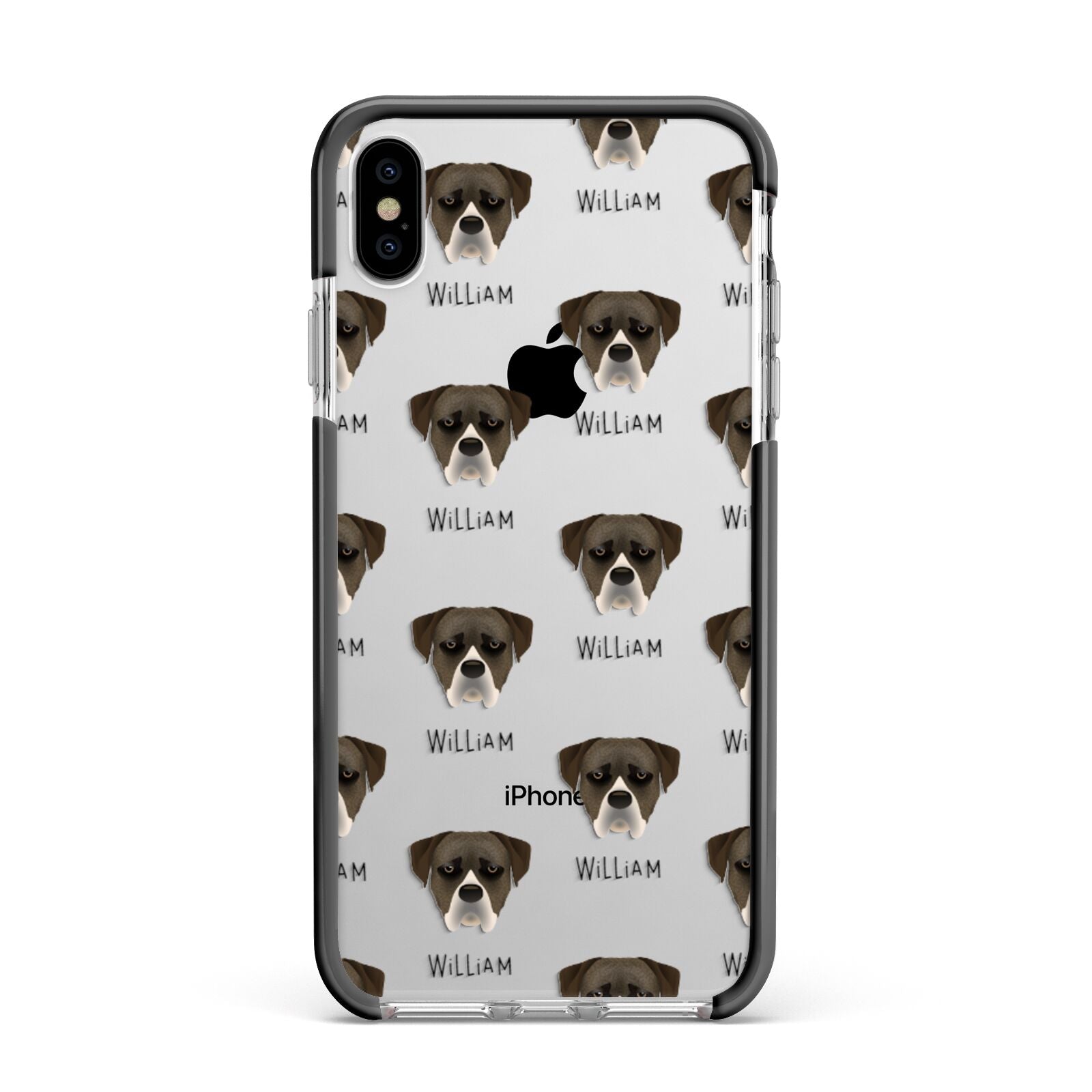 Boerboel Icon with Name Apple iPhone Xs Max Impact Case Black Edge on Silver Phone