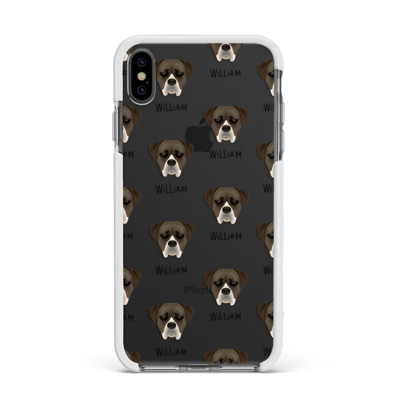 Boerboel Icon with Name Apple iPhone Xs Max Impact Case White Edge on Black Phone