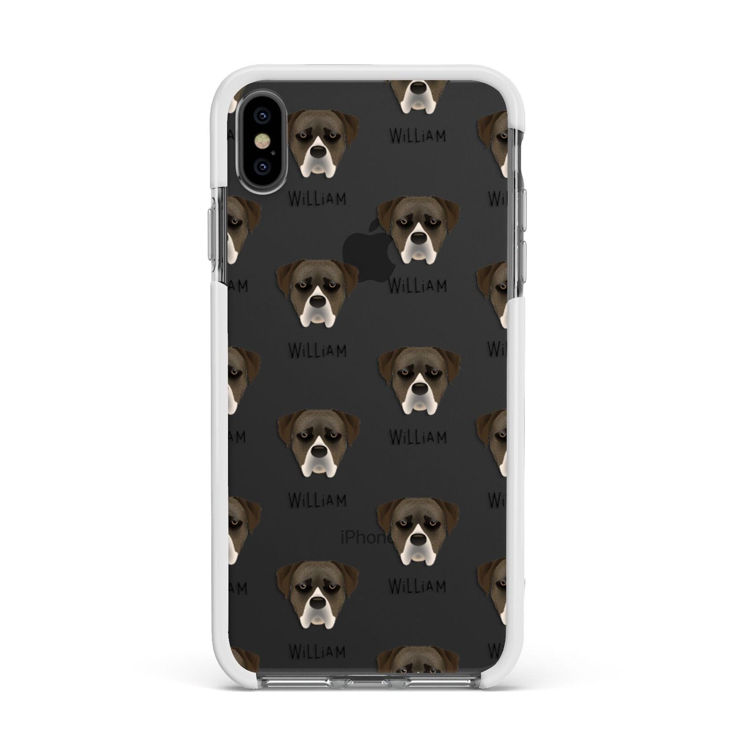Boerboel Icon with Name Apple iPhone Xs Max Impact Case White Edge on Black Phone