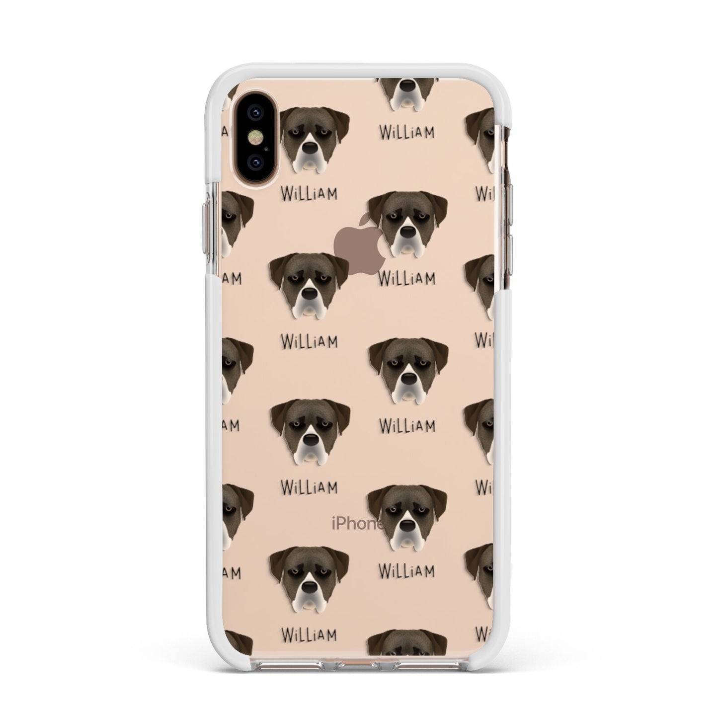 Boerboel Icon with Name Apple iPhone Xs Max Impact Case White Edge on Gold Phone