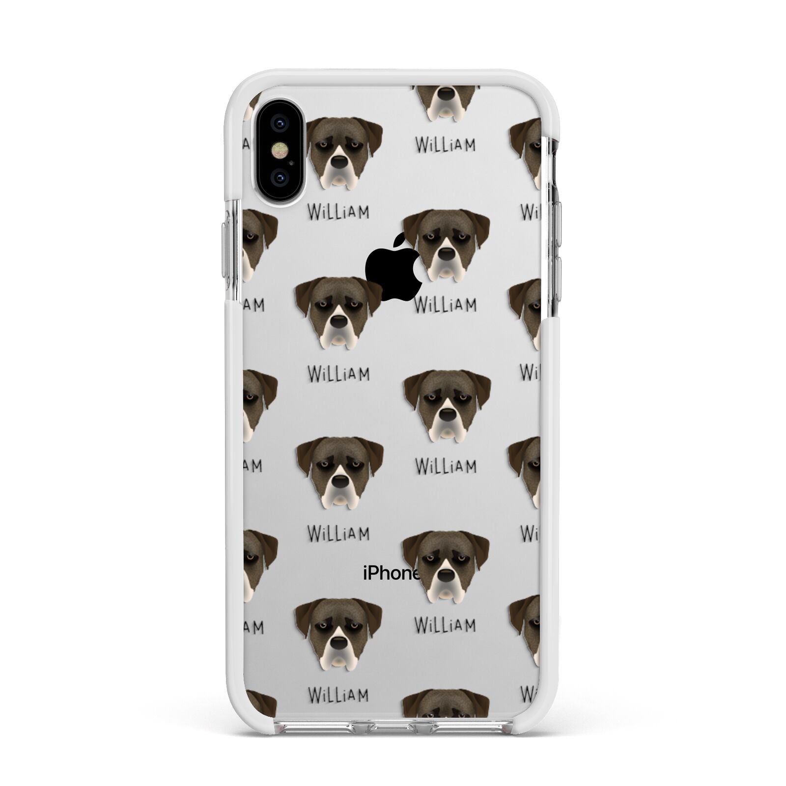 Boerboel Icon with Name Apple iPhone Xs Max Impact Case White Edge on Silver Phone