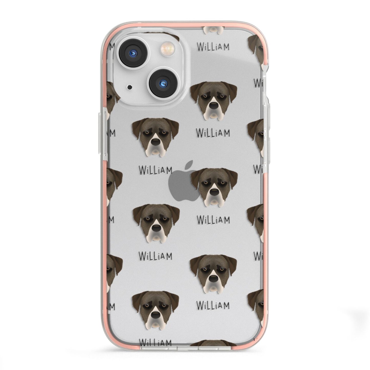 Boerboel Icon with Name iPhone 13 Mini TPU Impact Case with Pink Edges