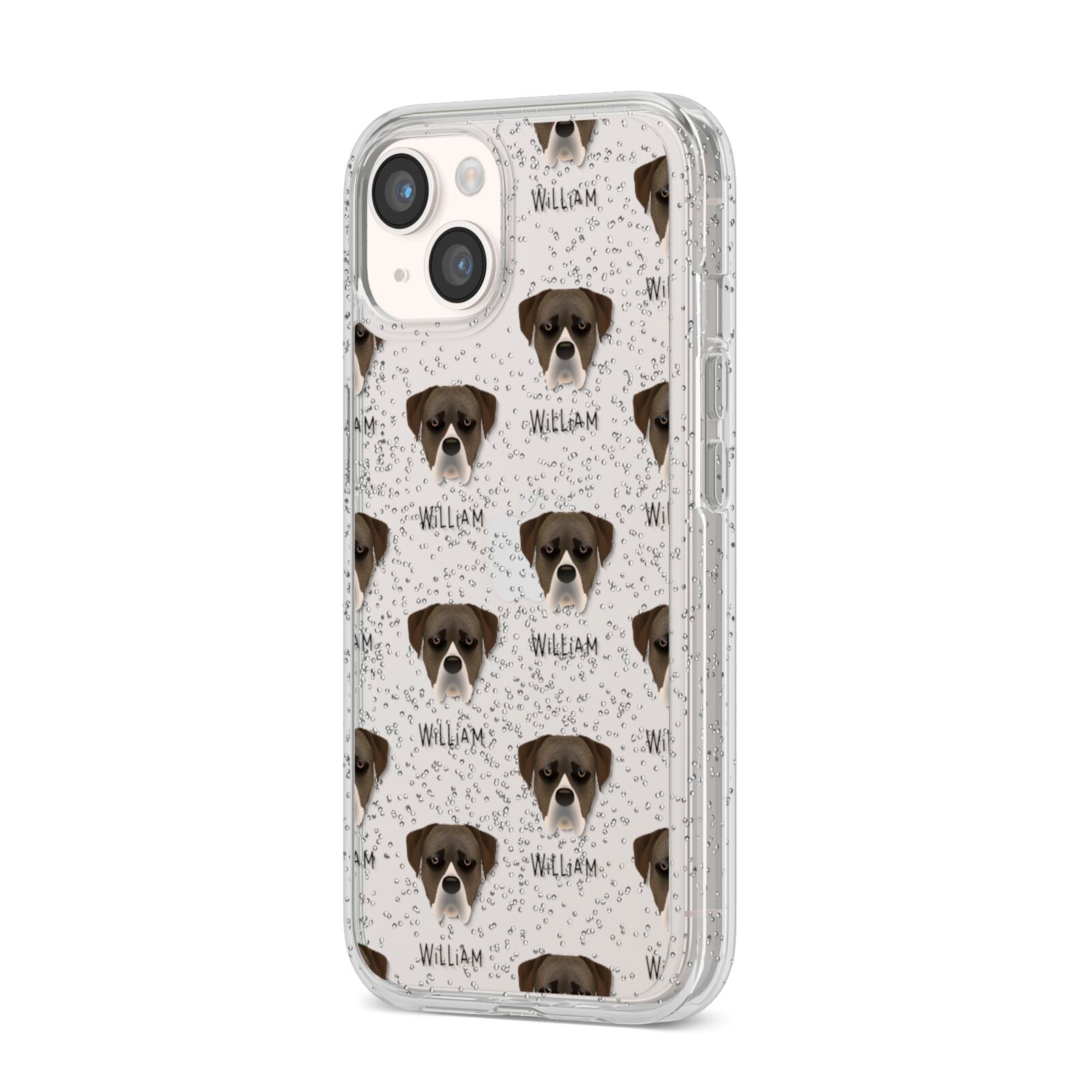 Boerboel Icon with Name iPhone 14 Glitter Tough Case Starlight Angled Image