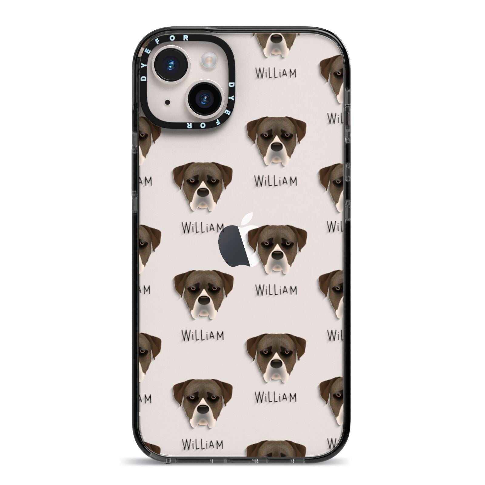 Boerboel Icon with Name iPhone 14 Plus Black Impact Case on Silver phone