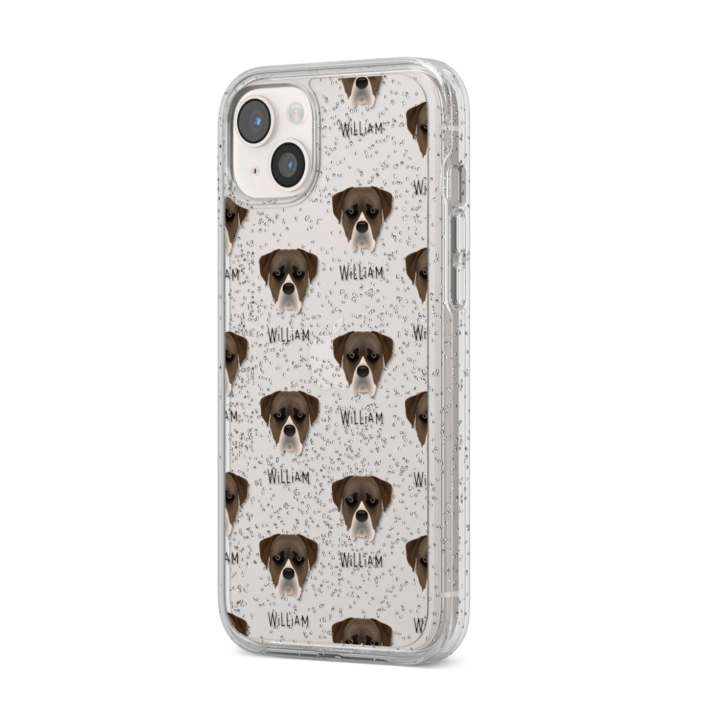 Boerboel Icon with Name iPhone 14 Plus Glitter Tough Case Starlight Angled Image
