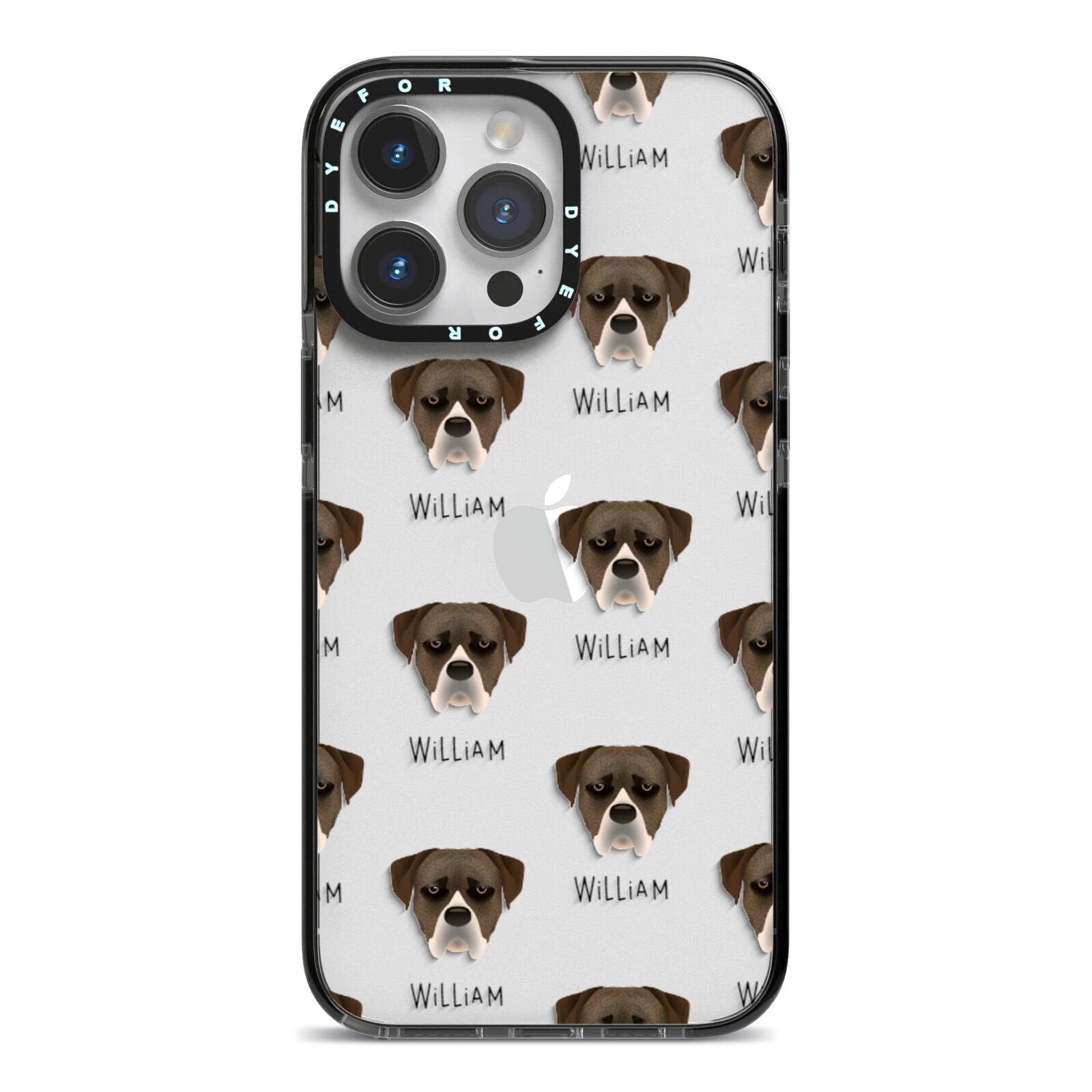 Boerboel Icon with Name iPhone 14 Pro Max Black Impact Case on Silver phone