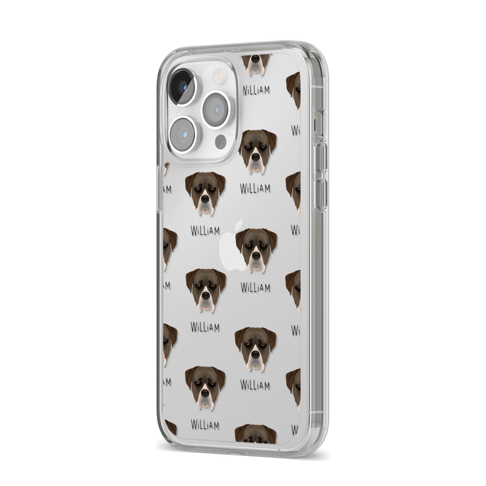 Boerboel Icon with Name iPhone 14 Pro Max Clear Tough Case Silver Angled Image