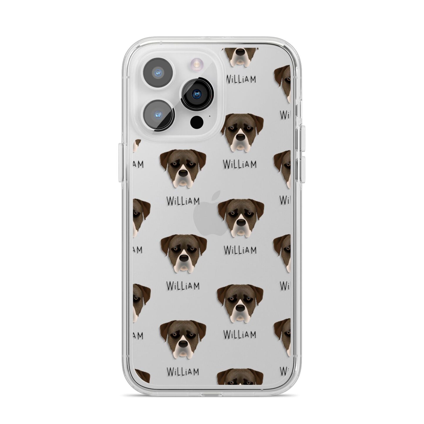 Boerboel Icon with Name iPhone 14 Pro Max Clear Tough Case Silver