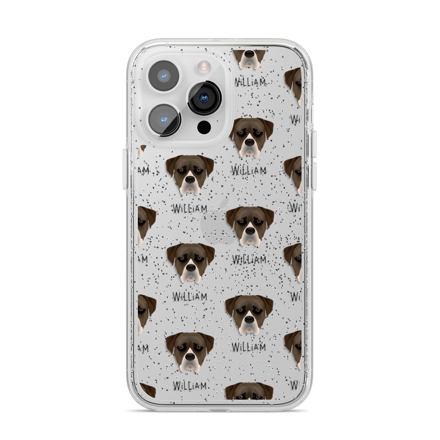 Boerboel Icon with Name iPhone 14 Pro Max Glitter Tough Case Silver