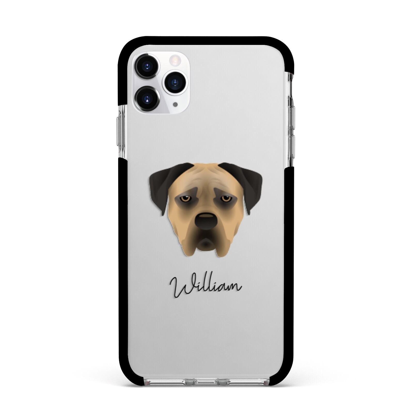 Boerboel Personalised Apple iPhone 11 Pro Max in Silver with Black Impact Case