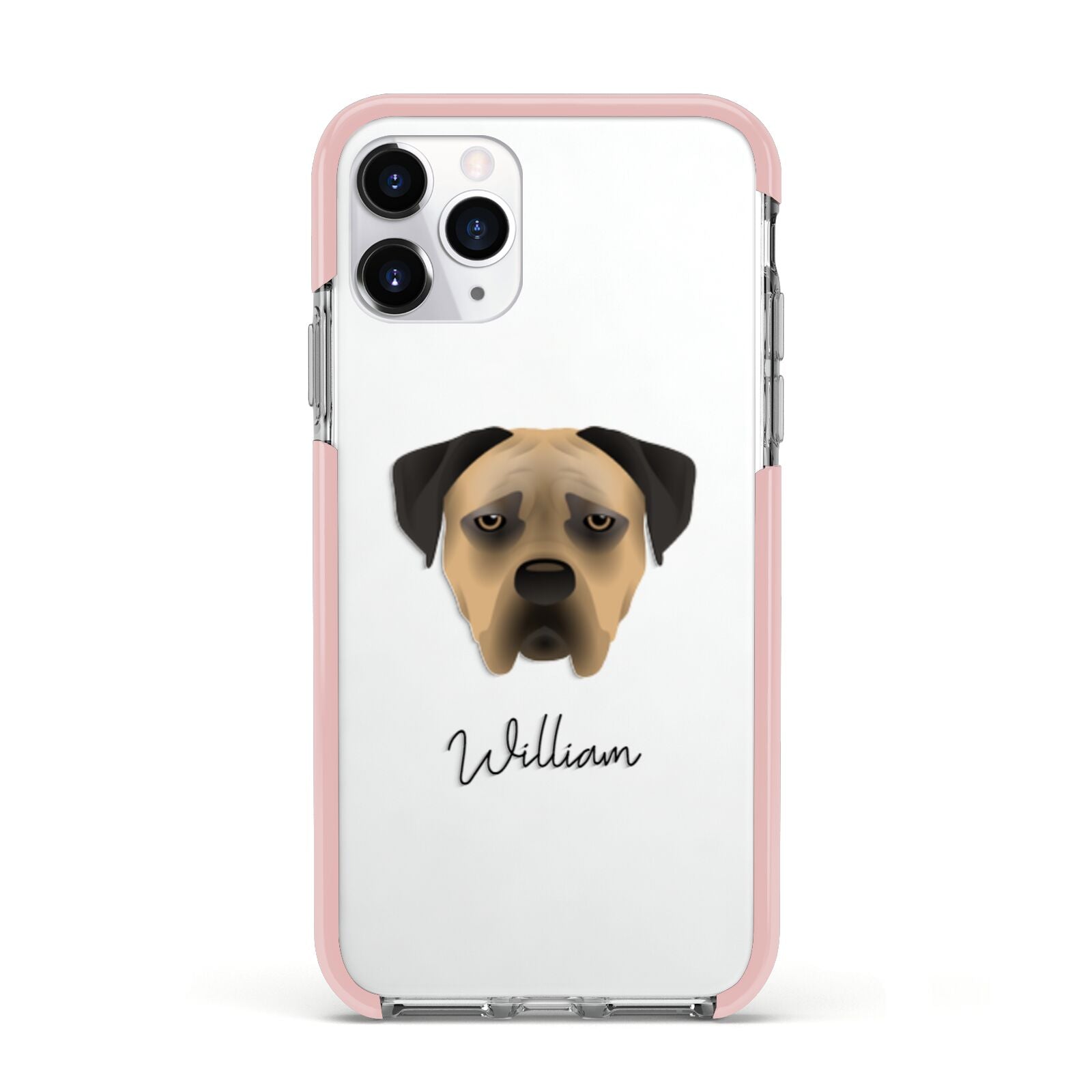 Boerboel Personalised Apple iPhone 11 Pro in Silver with Pink Impact Case