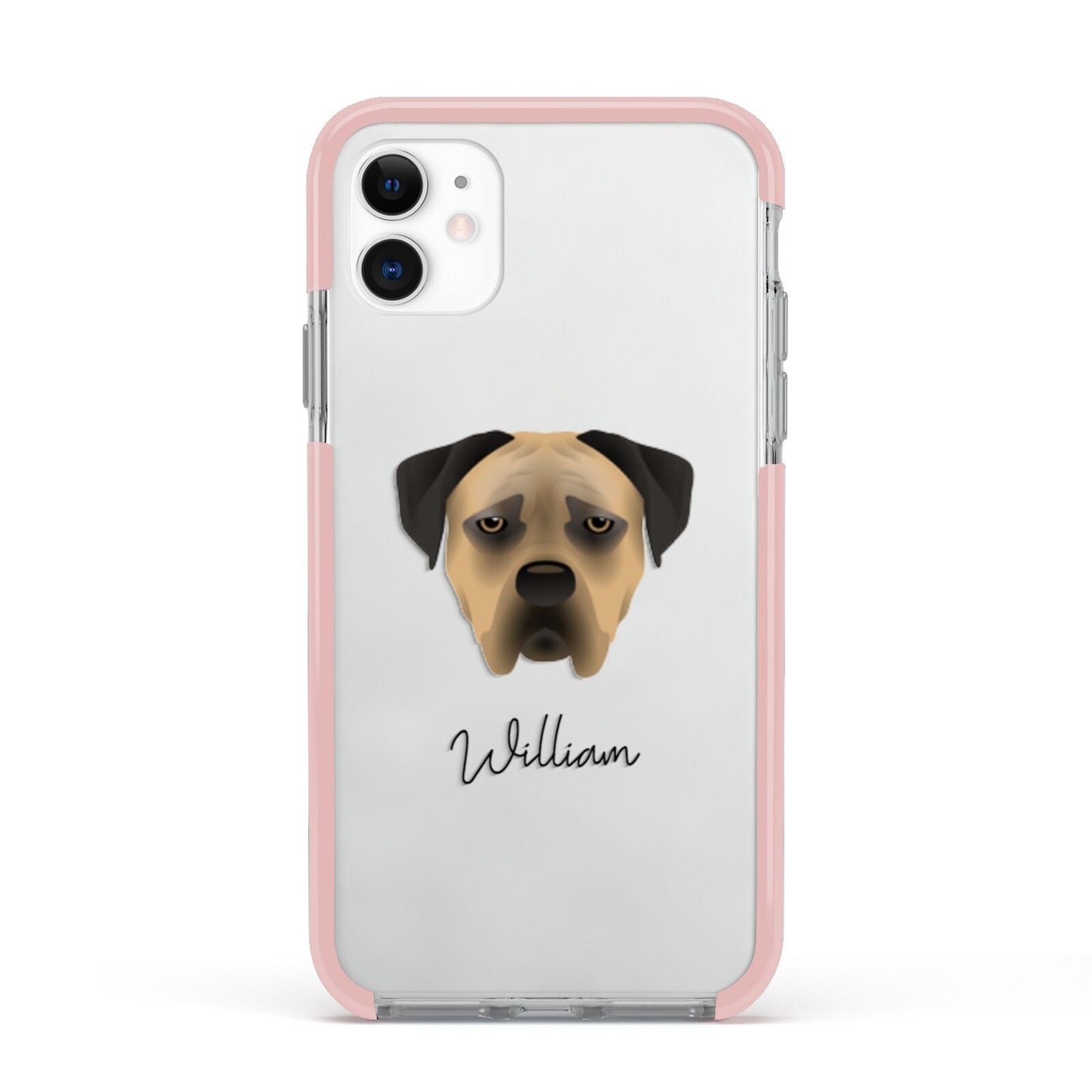 Boerboel Personalised Apple iPhone 11 in White with Pink Impact Case