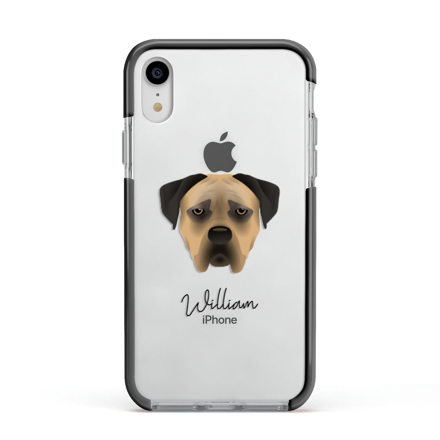 Boerboel Personalised Apple iPhone XR Impact Case Black Edge on Silver Phone