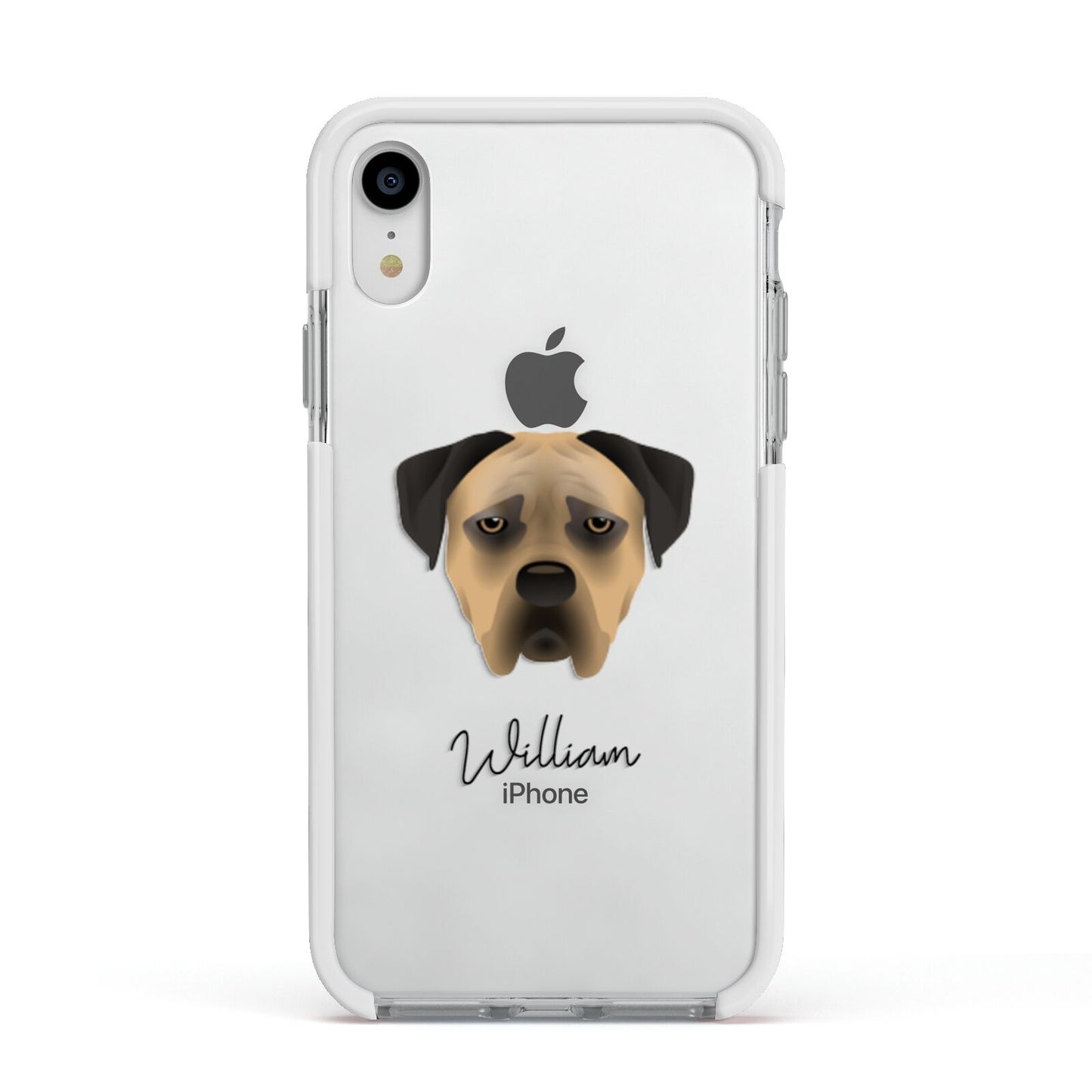 Boerboel Personalised Apple iPhone XR Impact Case White Edge on Silver Phone