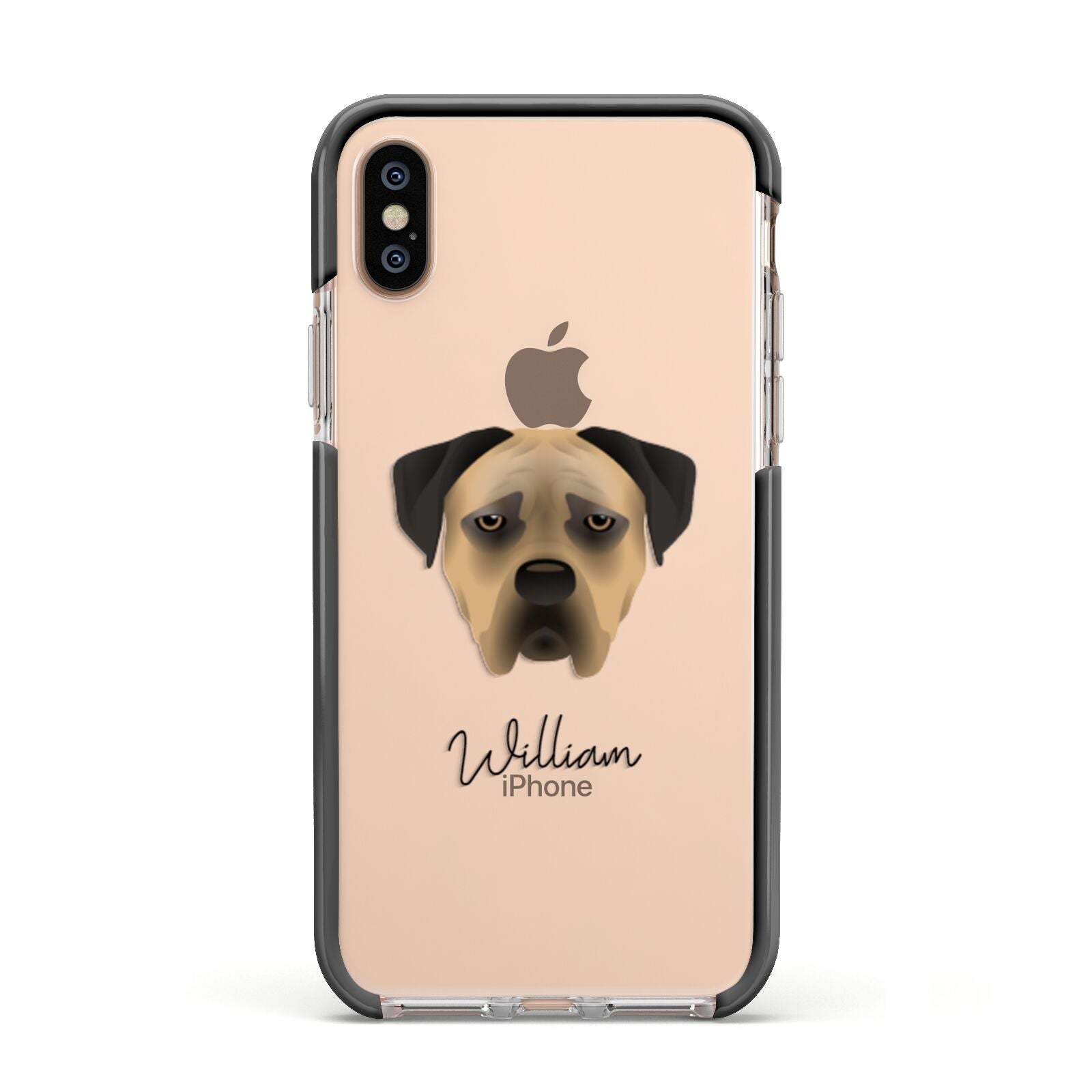 Boerboel Personalised Apple iPhone Xs Impact Case Black Edge on Gold Phone