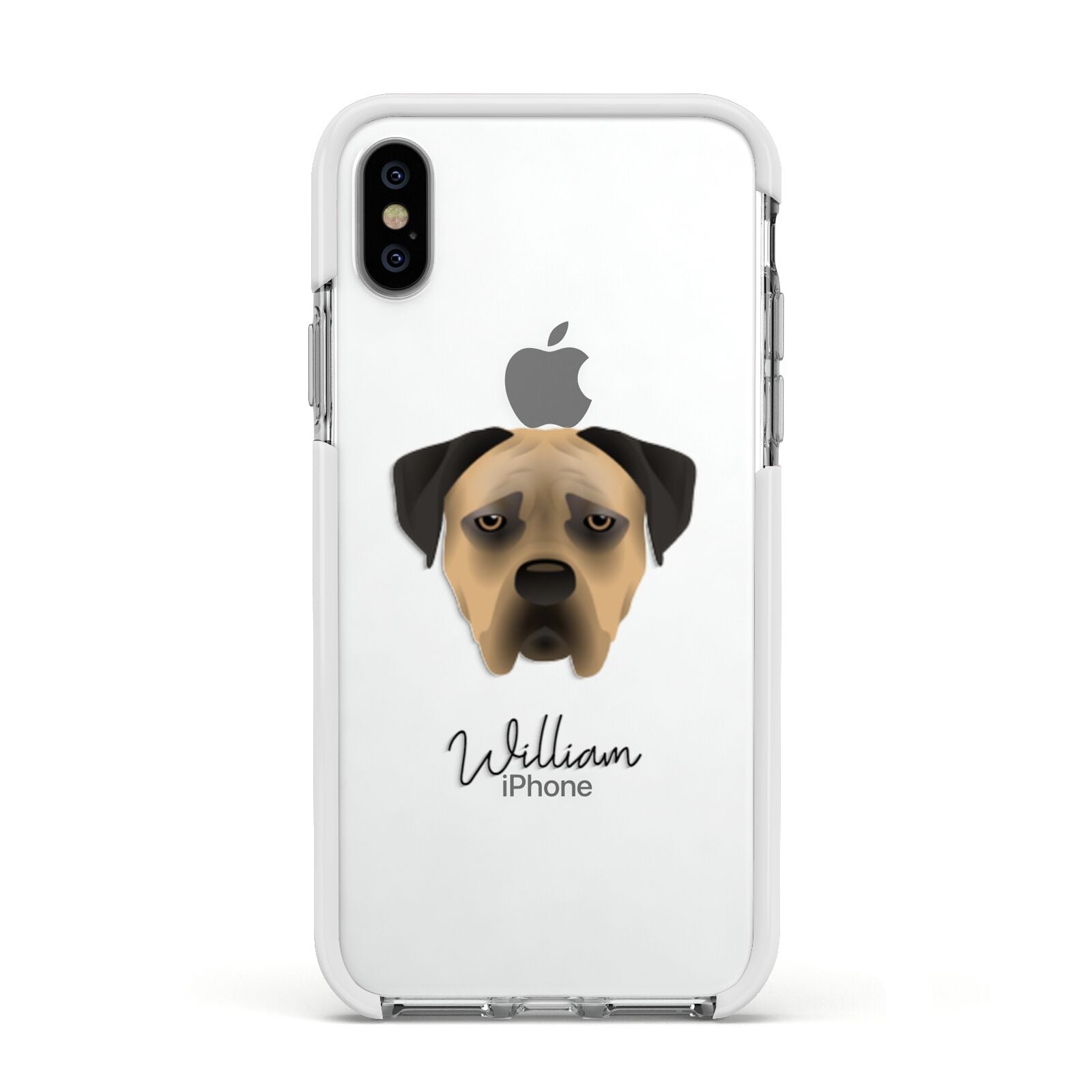 Boerboel Personalised Apple iPhone Xs Impact Case White Edge on Silver Phone