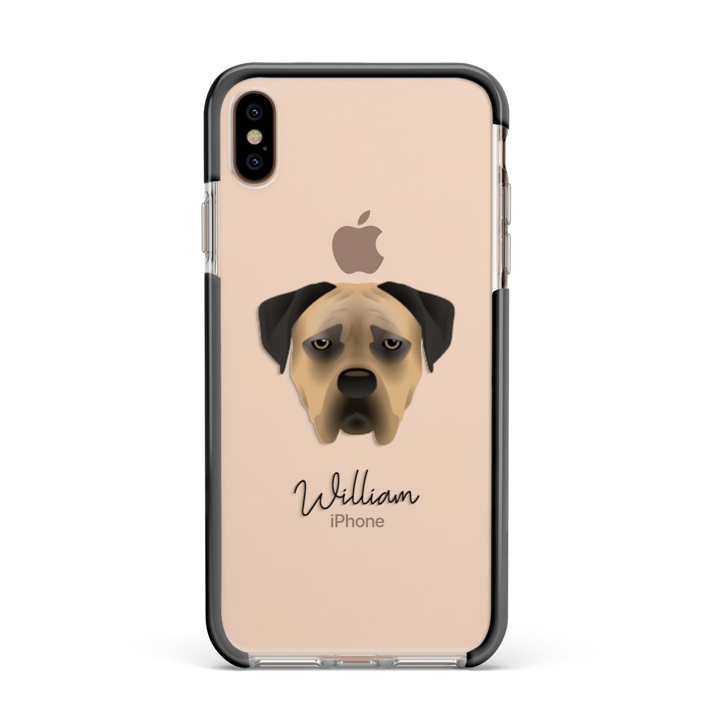 Boerboel Personalised Apple iPhone Xs Max Impact Case Black Edge on Gold Phone