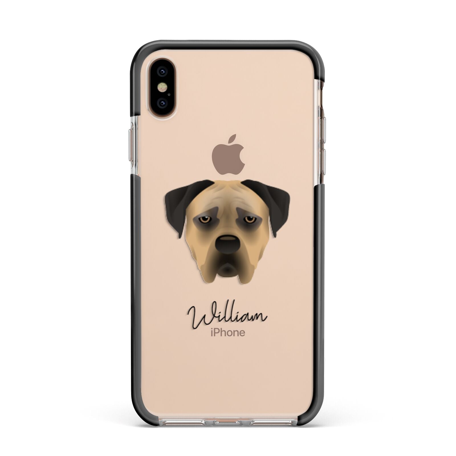 Boerboel Personalised Apple iPhone Xs Max Impact Case Black Edge on Gold Phone