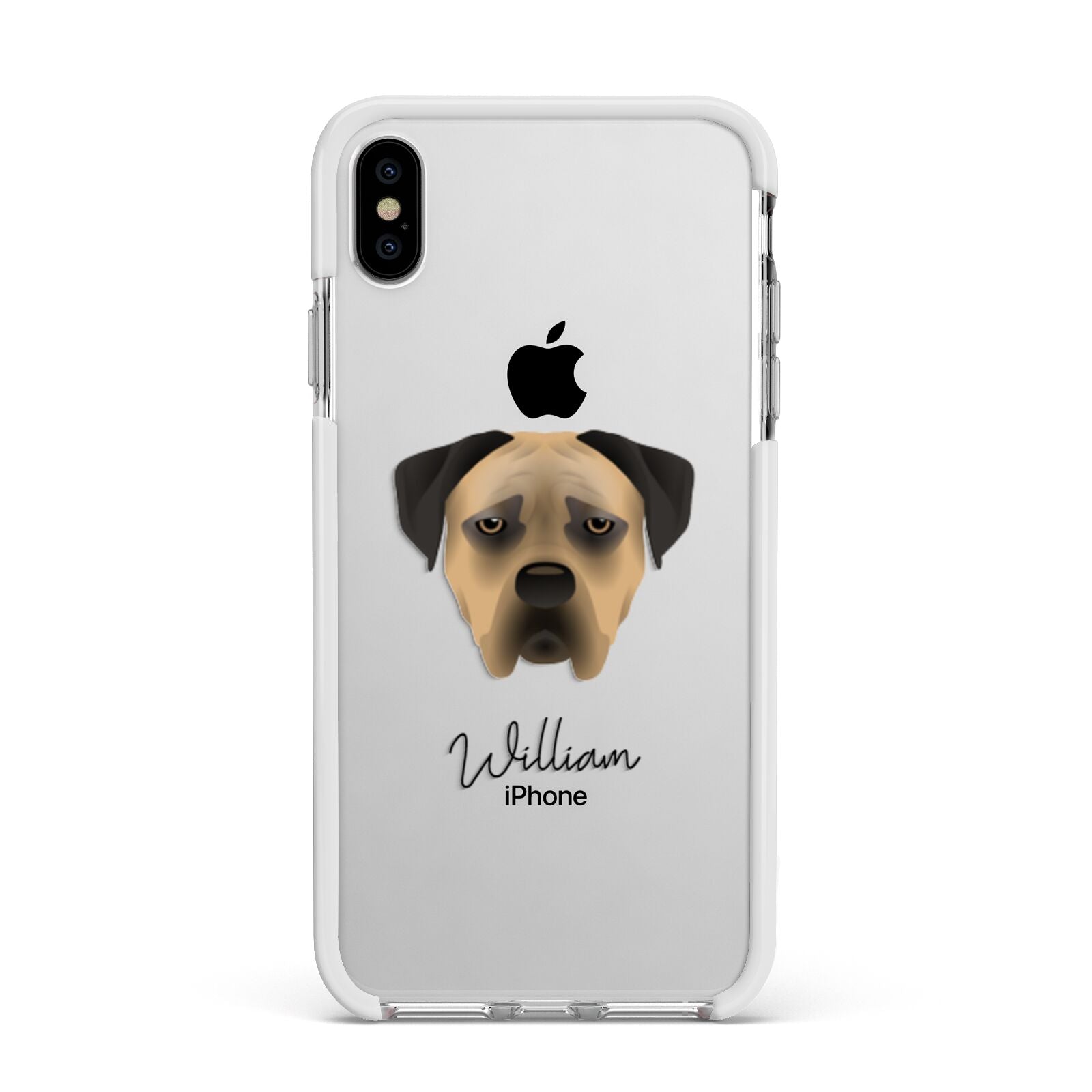 Boerboel Personalised Apple iPhone Xs Max Impact Case White Edge on Silver Phone