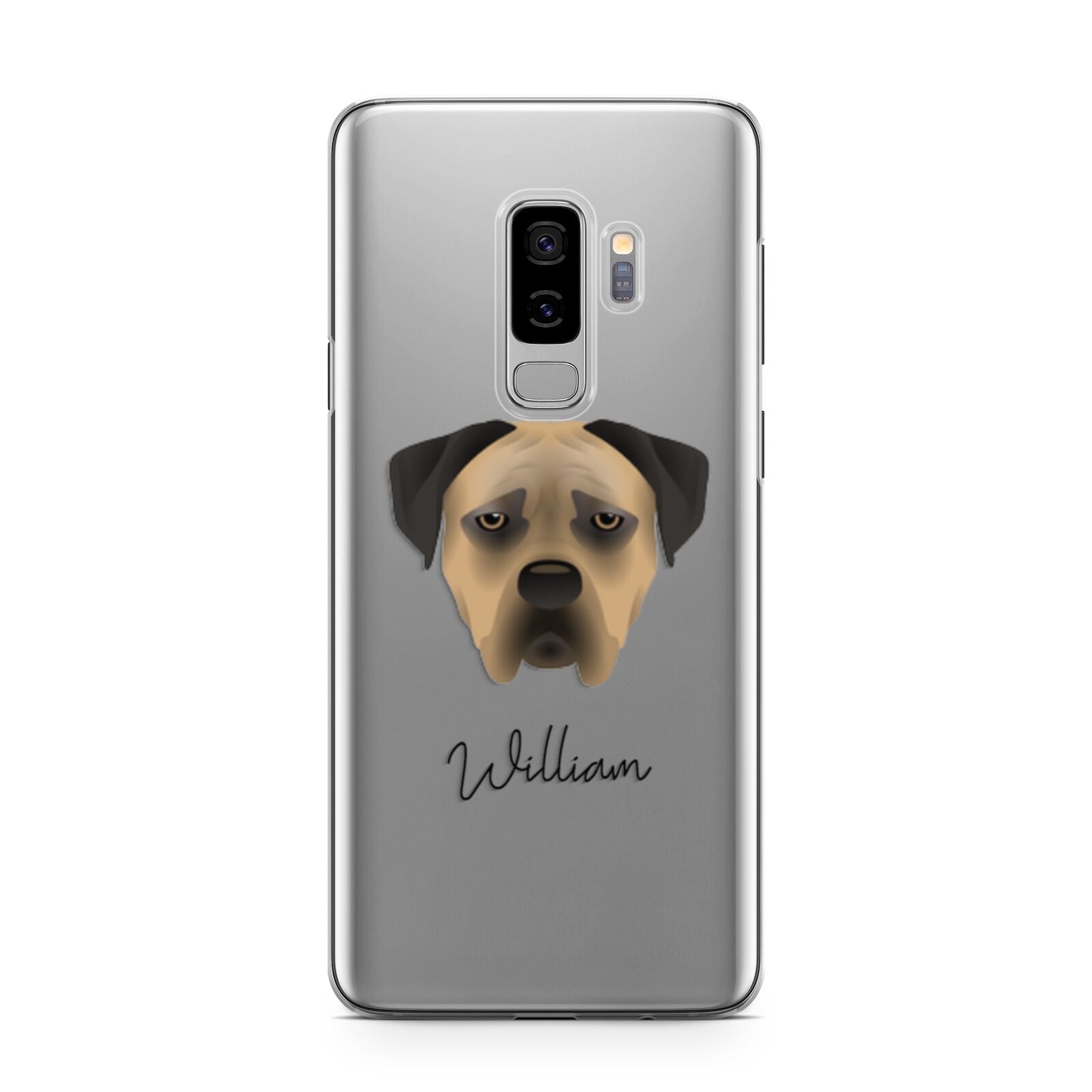 Boerboel Personalised Samsung Galaxy S9 Plus Case on Silver phone