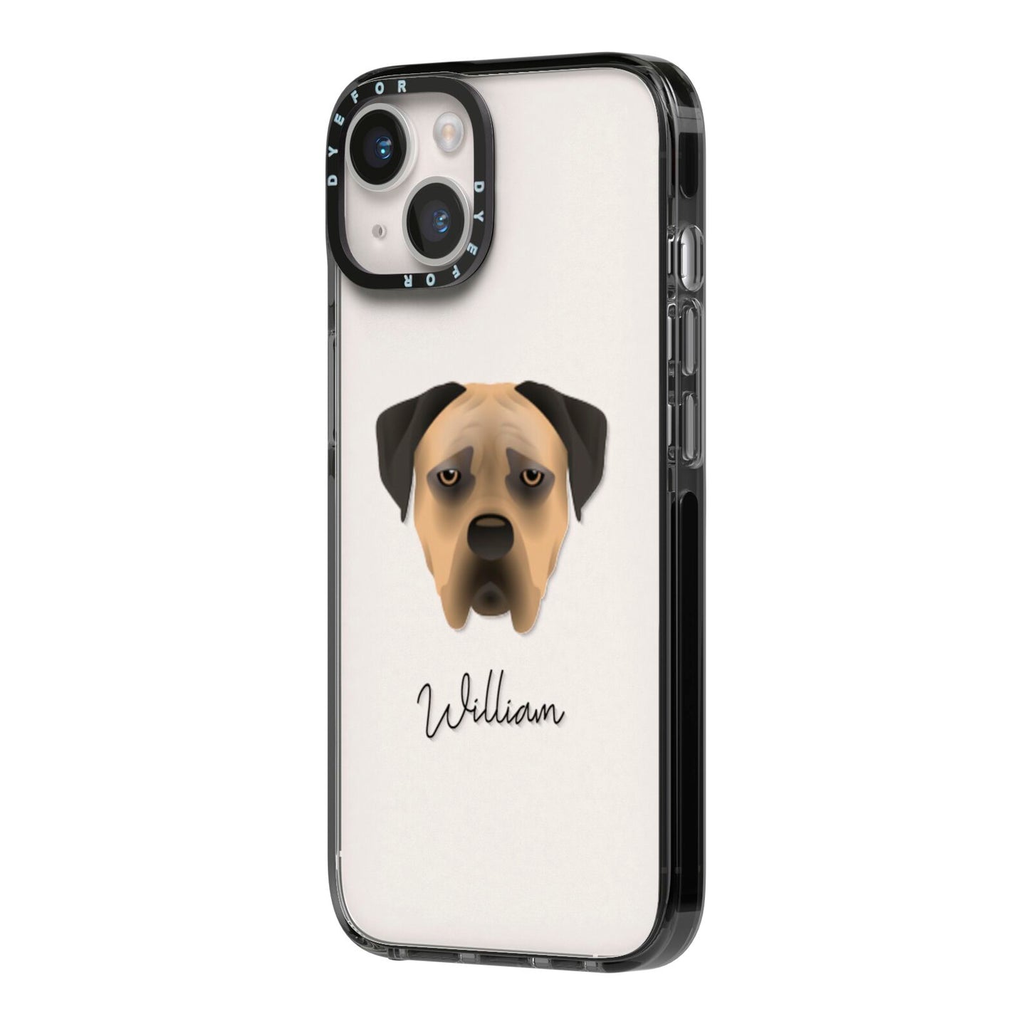 Boerboel Personalised iPhone 14 Black Impact Case Side Angle on Silver phone