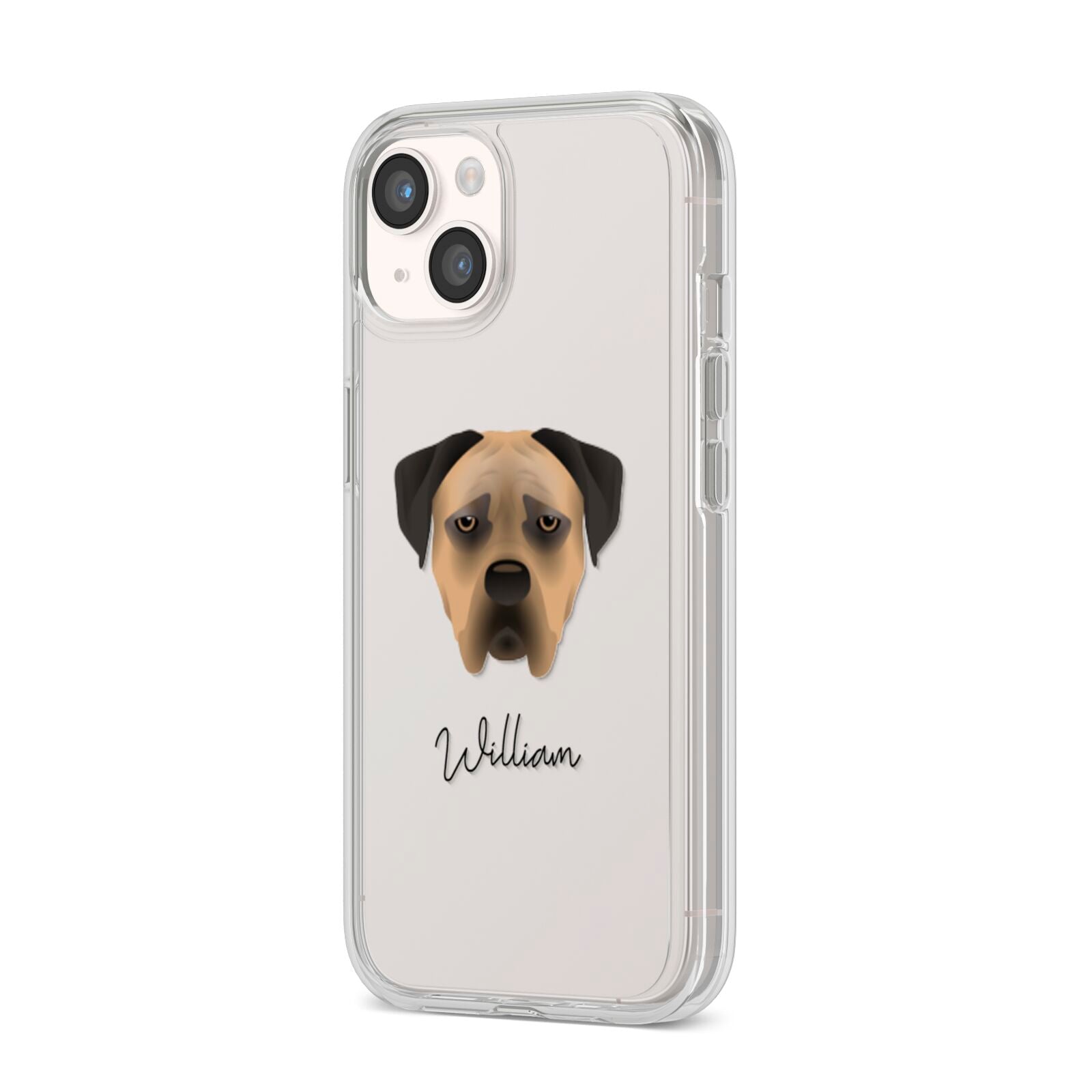 Boerboel Personalised iPhone 14 Clear Tough Case Starlight Angled Image