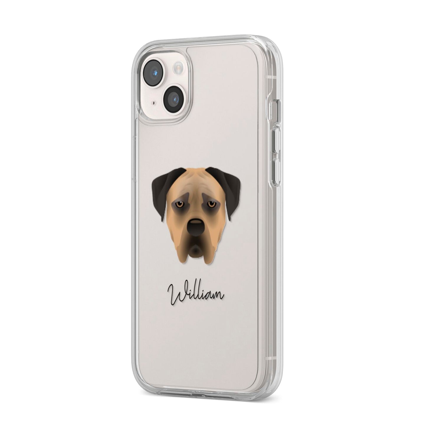 Boerboel Personalised iPhone 14 Plus Clear Tough Case Starlight Angled Image