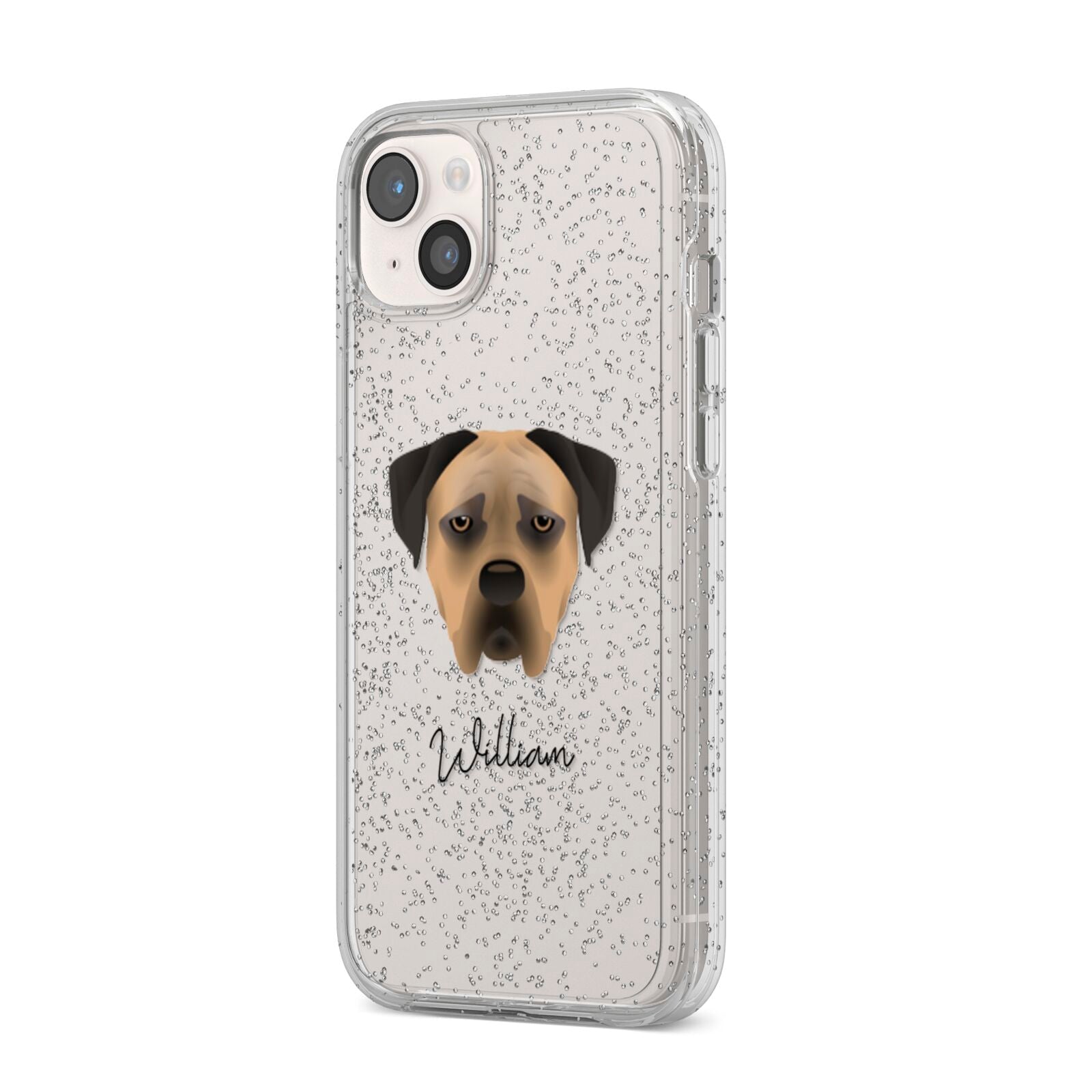 Boerboel Personalised iPhone 14 Plus Glitter Tough Case Starlight Angled Image