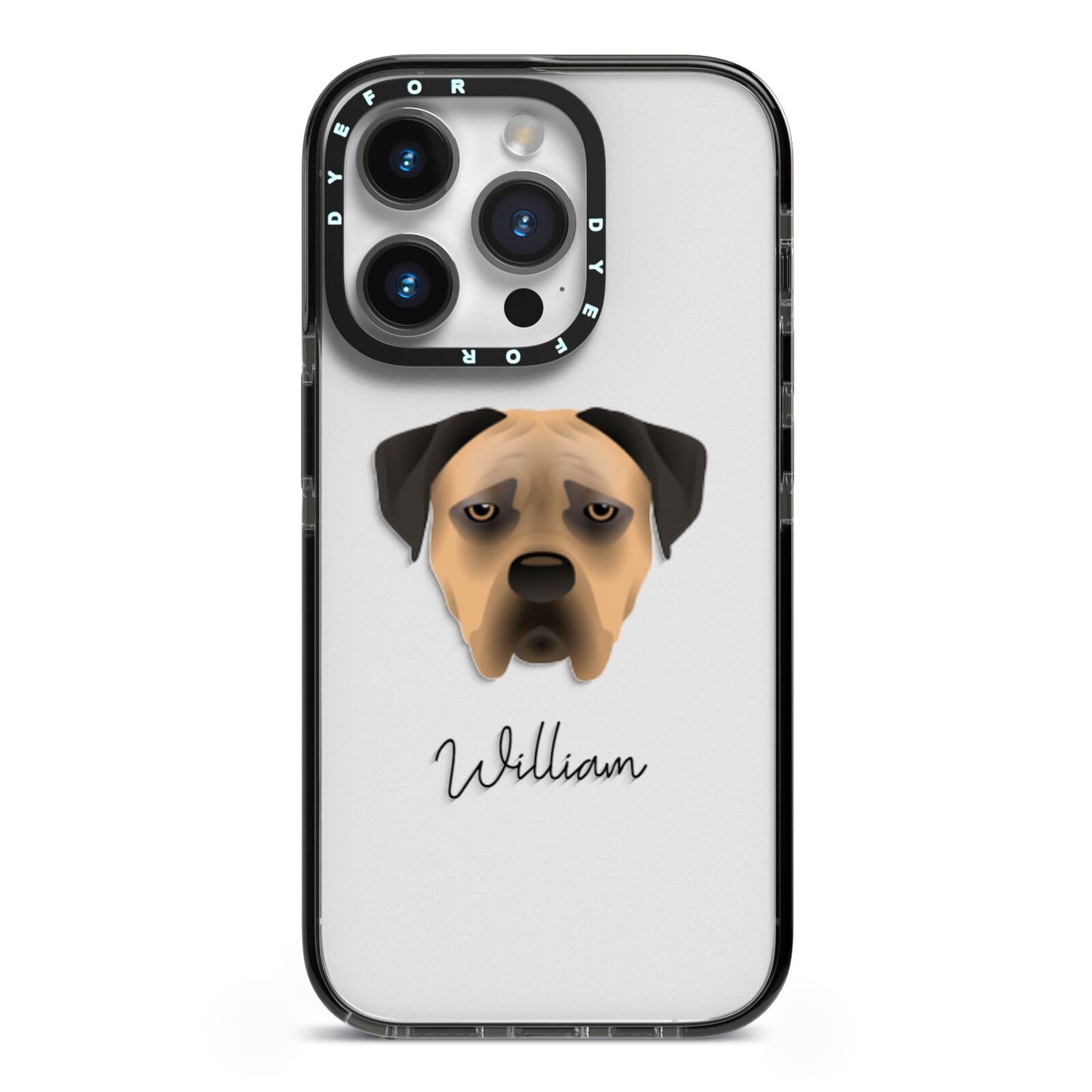Boerboel Personalised iPhone 14 Pro Black Impact Case on Silver phone