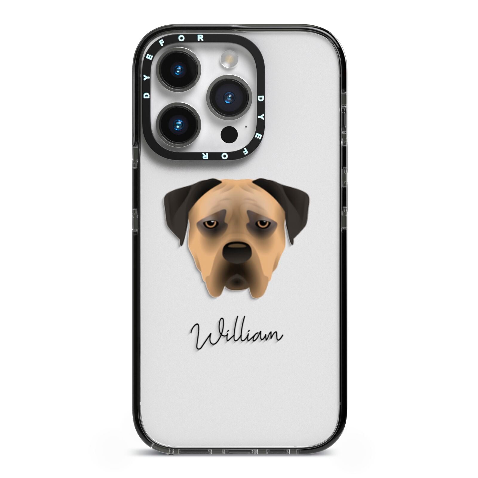 Boerboel Personalised iPhone 14 Pro Black Impact Case on Silver phone