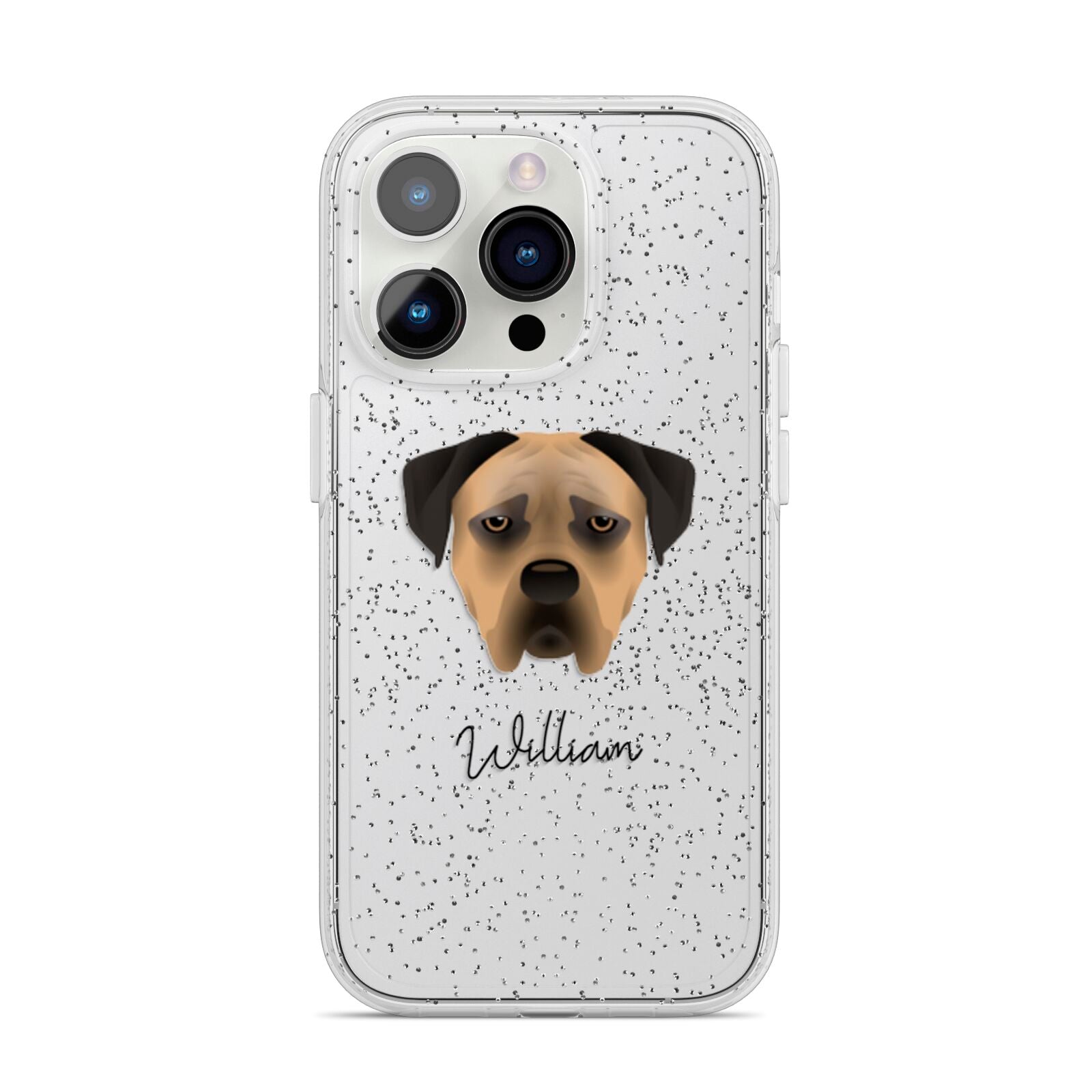 Boerboel Personalised iPhone 14 Pro Glitter Tough Case Silver