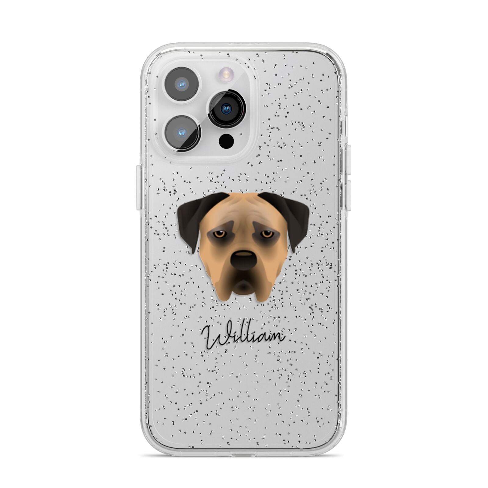 Boerboel Personalised iPhone 14 Pro Max Glitter Tough Case Silver