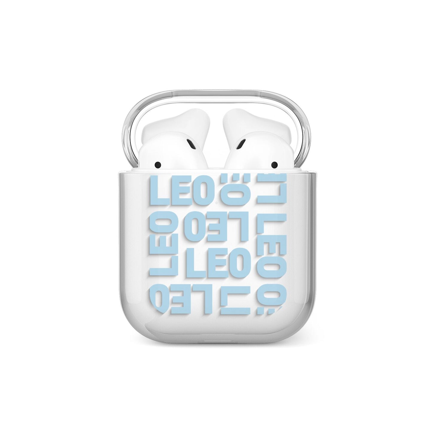 Bold Blue Block Names AirPods Case