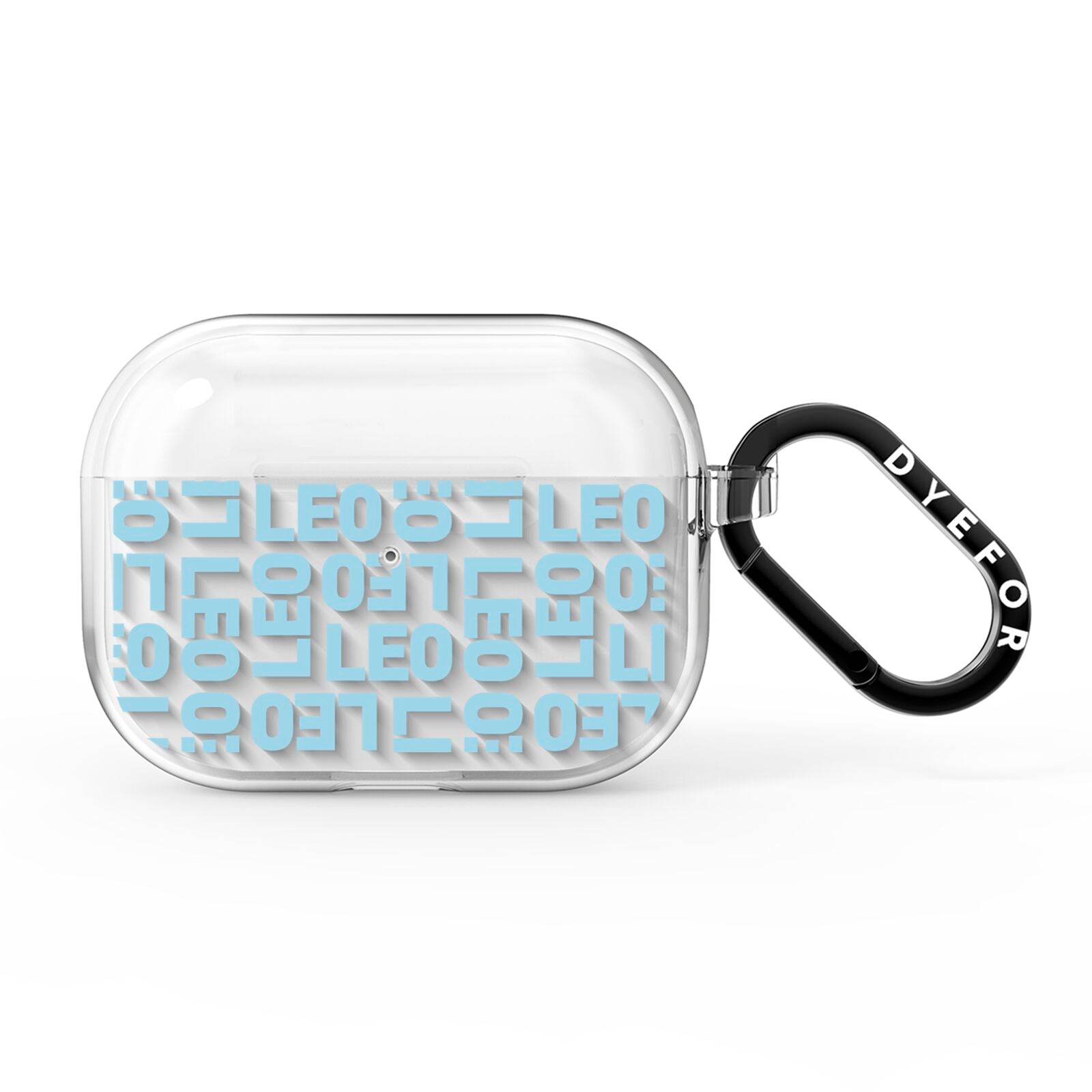 Bold Blue Block Names AirPods Pro Clear Case
