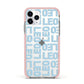 Bold Blue Block Names Apple iPhone 11 Pro in Silver with Pink Impact Case