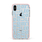 Bold Blue Block Names Apple iPhone Xs Max Impact Case Pink Edge on Silver Phone