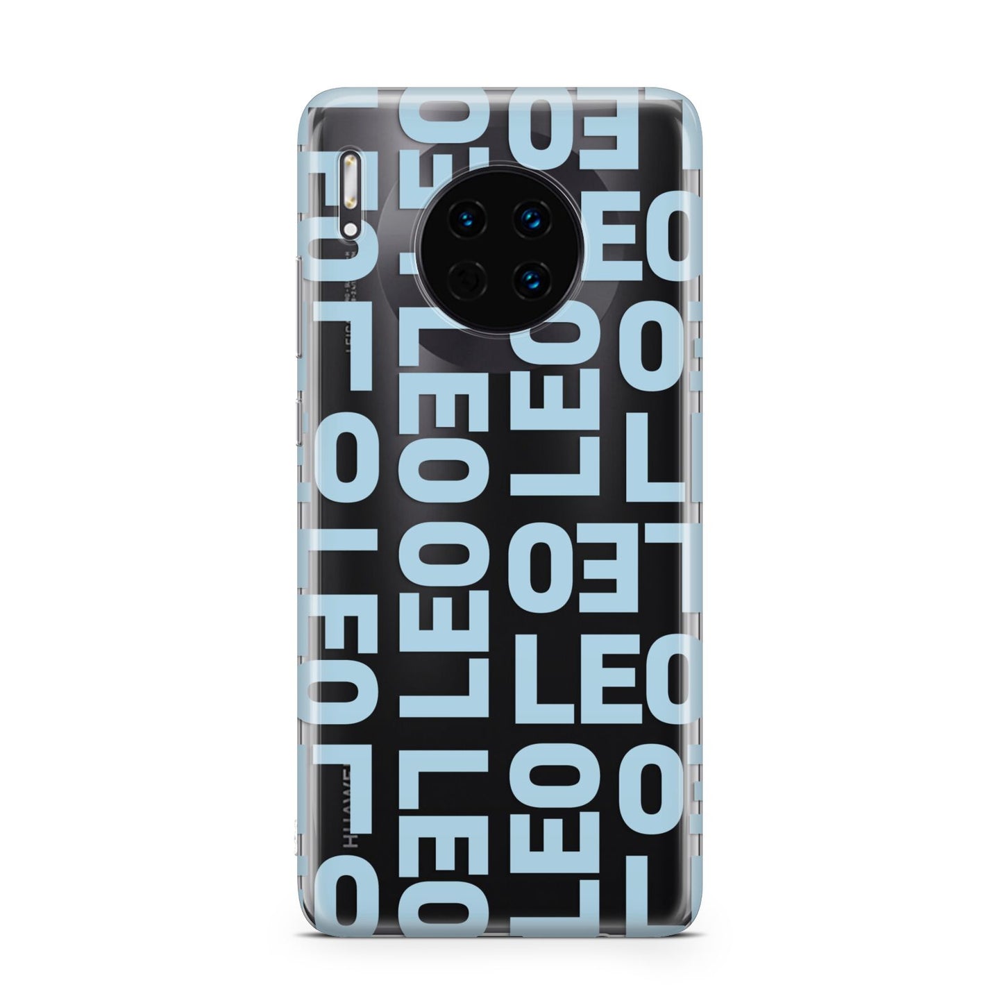 Bold Blue Block Names Huawei Mate 30