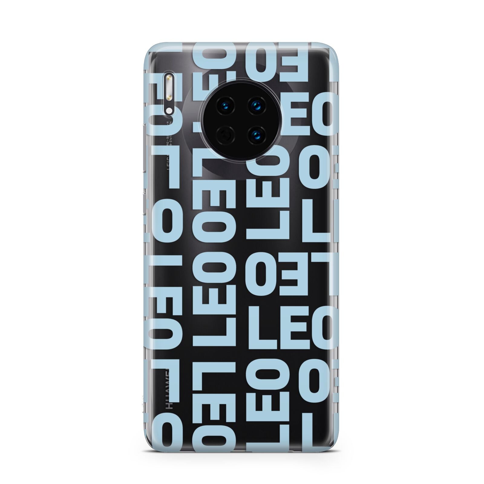 Bold Blue Block Names Huawei Mate 30