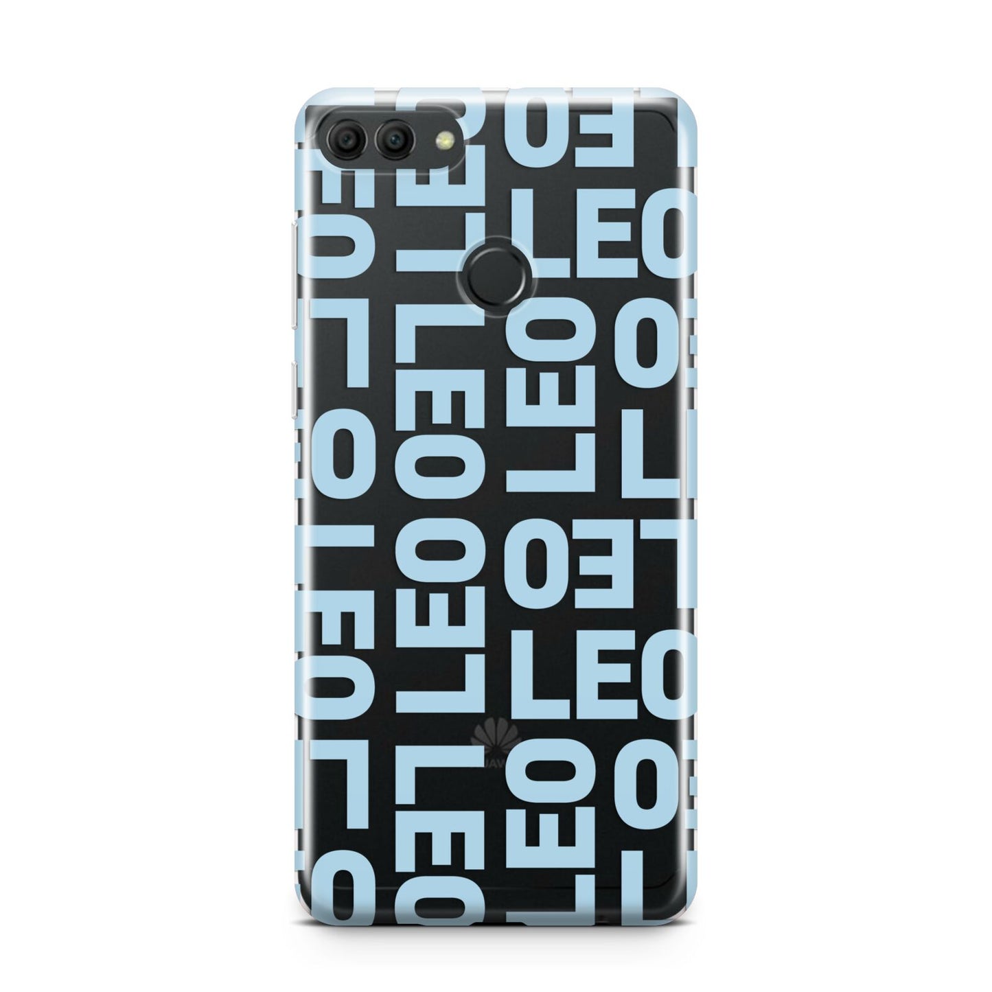 Bold Blue Block Names Huawei Y9 2018