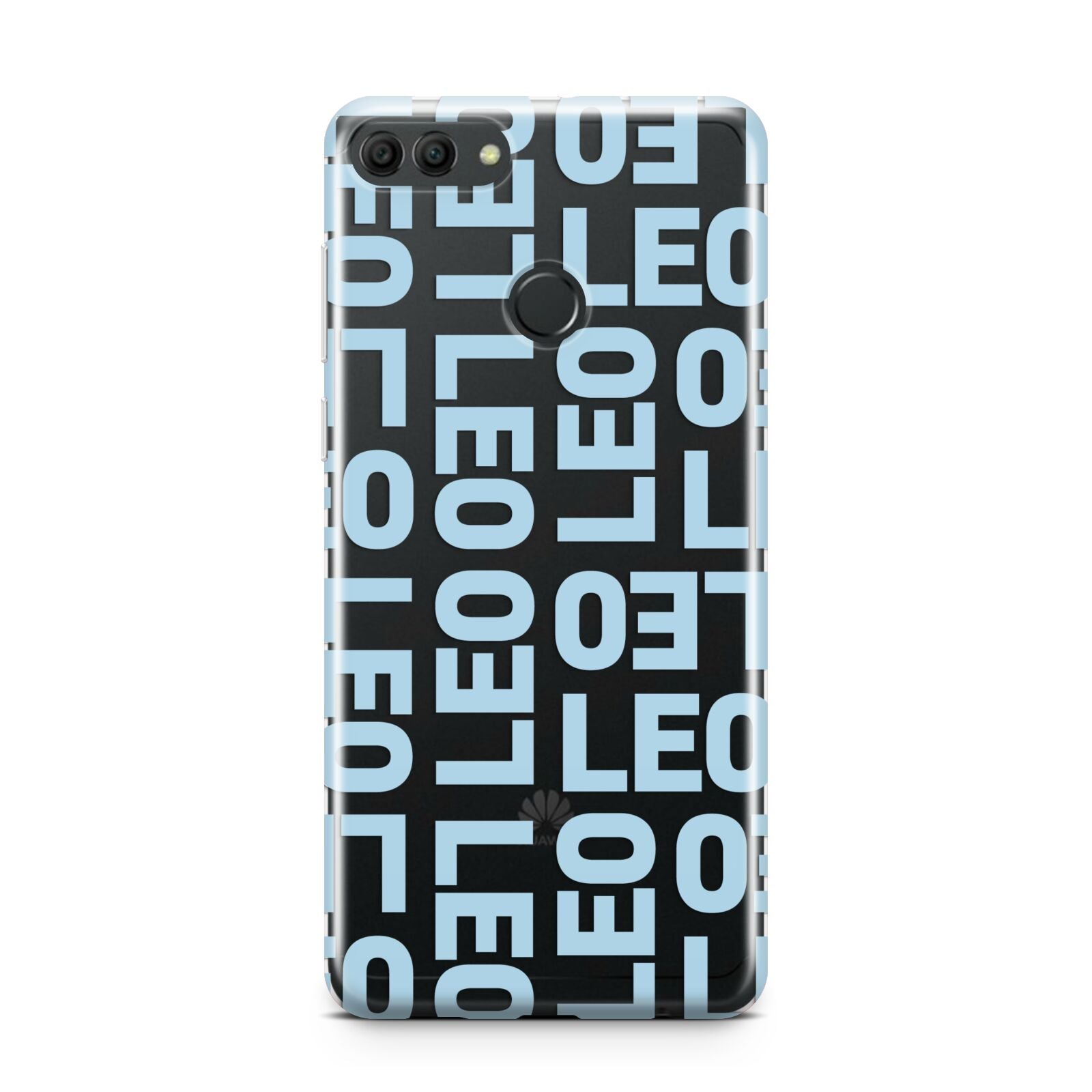 Bold Blue Block Names Huawei Y9 2018
