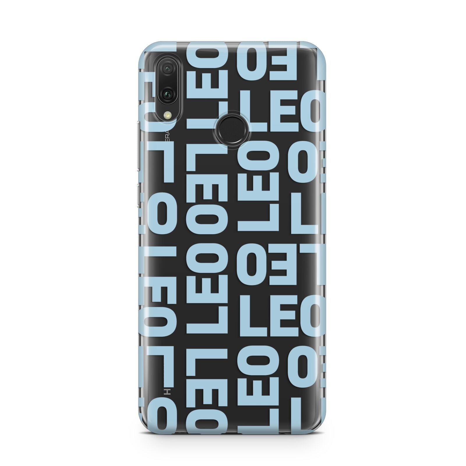 Bold Blue Block Names Huawei Y9 2019