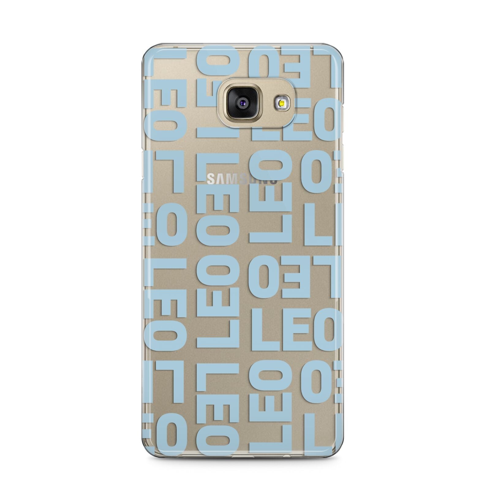 Bold Blue Block Names Samsung Galaxy A5 2016 Case on gold phone