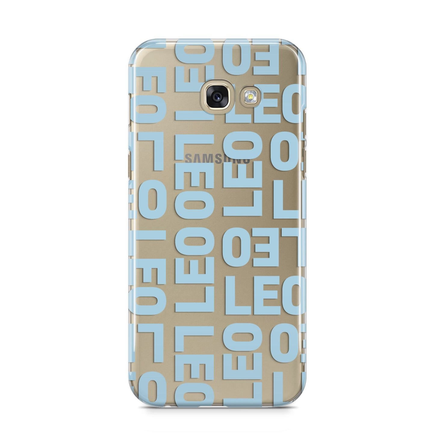 Bold Blue Block Names Samsung Galaxy A5 2017 Case on gold phone