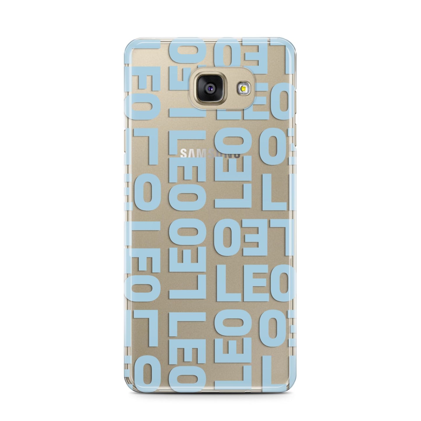 Bold Blue Block Names Samsung Galaxy A7 2016 Case on gold phone