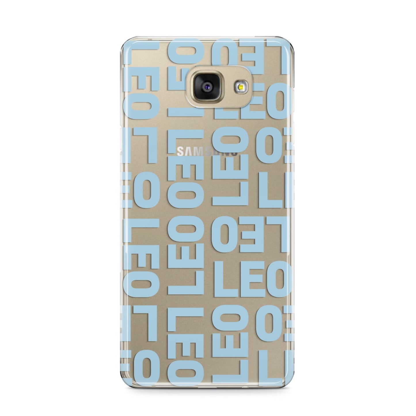 Bold Blue Block Names Samsung Galaxy A9 2016 Case on gold phone