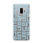 Bold Blue Block Names Samsung Galaxy S9 Plus Case on Silver phone