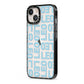Bold Blue Block Names iPhone 13 Black Impact Case Side Angle on Silver phone